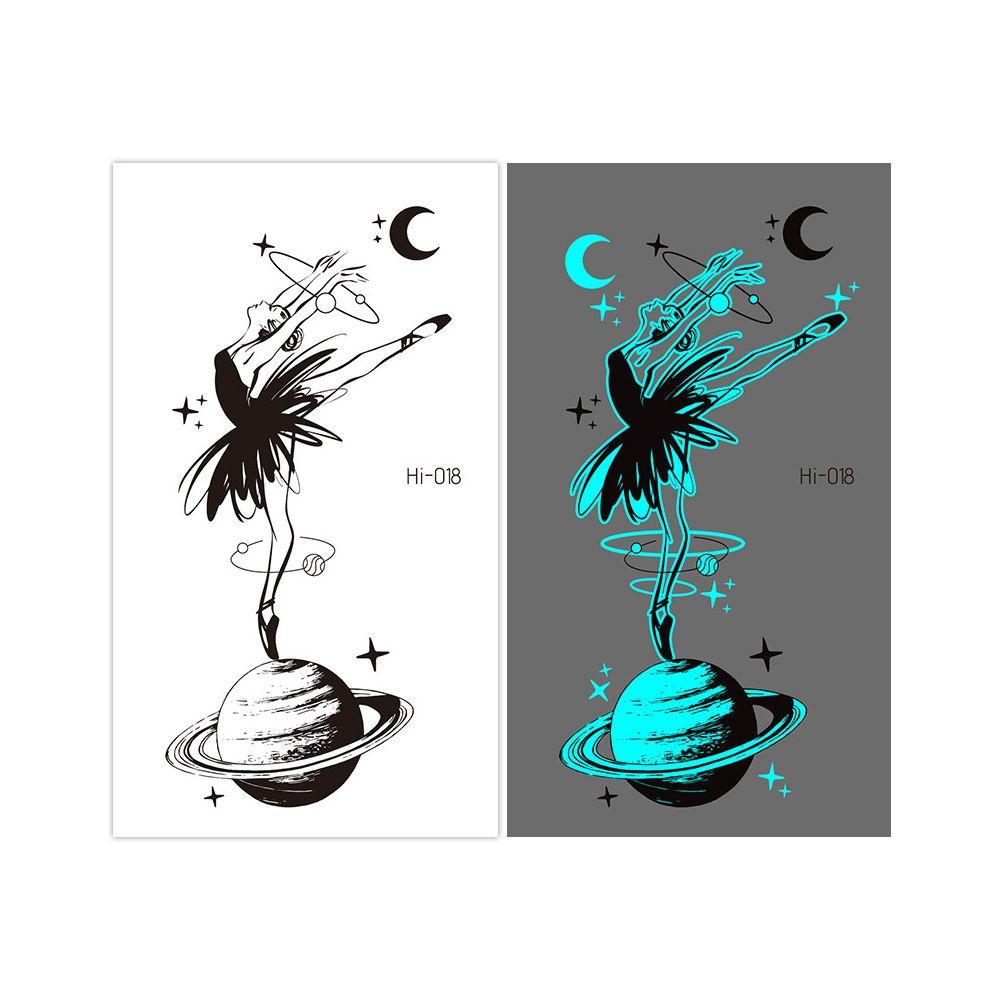 Fluorescent Star Feather Temporary Tattoos Blue Luminous Fake Tattoo Body Art Tattoo Sticker