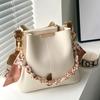 Women's Elegant Bohemian Bucket Crossbody Bag - Adjustable Shoulder Strap, Zipper Closure, with Golden-Tone Hardware, Versatile for Daily Commute
