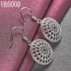 925 Sterling Silber Mode Runde Anhänger Ohrringe Hochzeitsschmuck