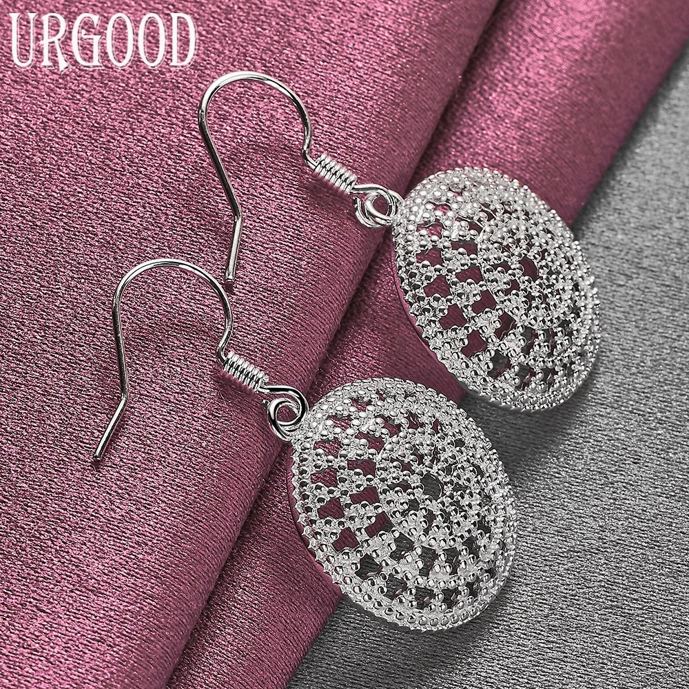 925 Sterling Silber Mode Runde Anhänger Ohrringe Hochzeitsschmuck