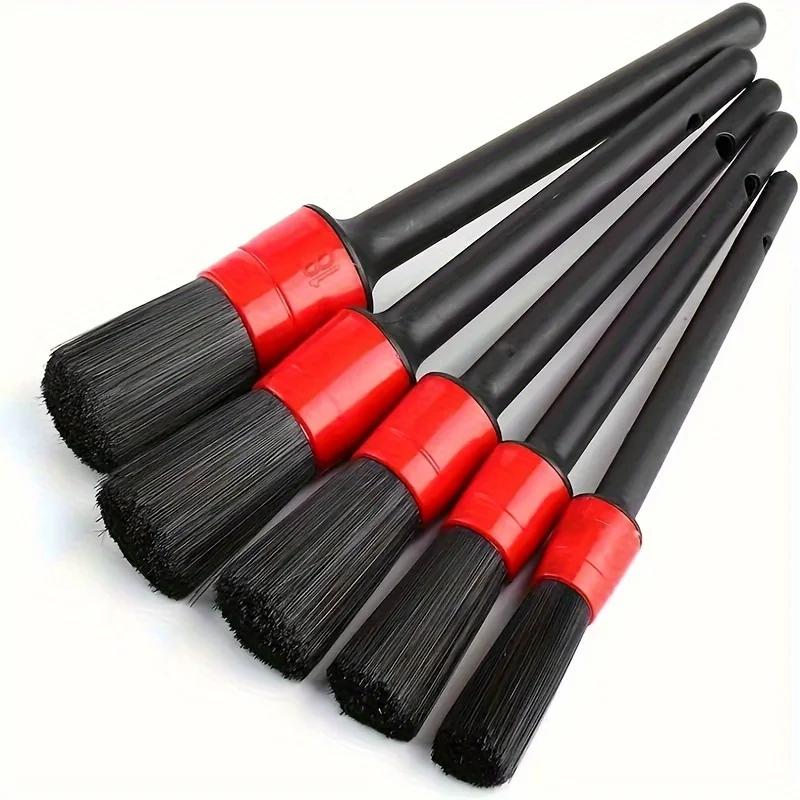 

Набор из 5 щеток для чистки деталей автомобиля, набор для чистки деталей автомобиля, используется для очистки приборной панели внутри и снаружи автомобиля. красный