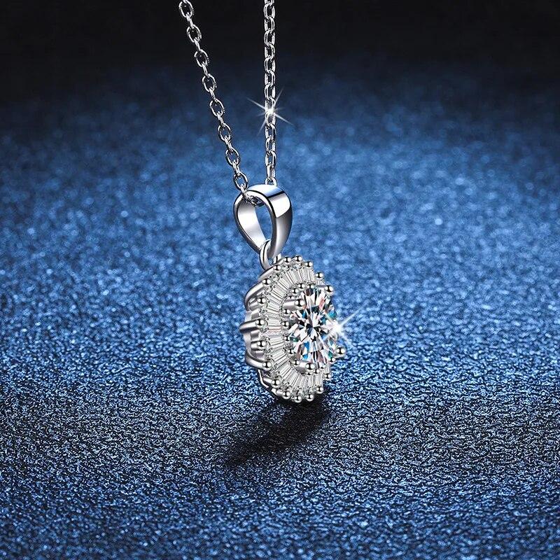 New 1 Carat D Color Moissanite Pendant Necklace for Women Party Fine Jewelry 925 Sterling Silver Diamond Neck Chain Necklaces