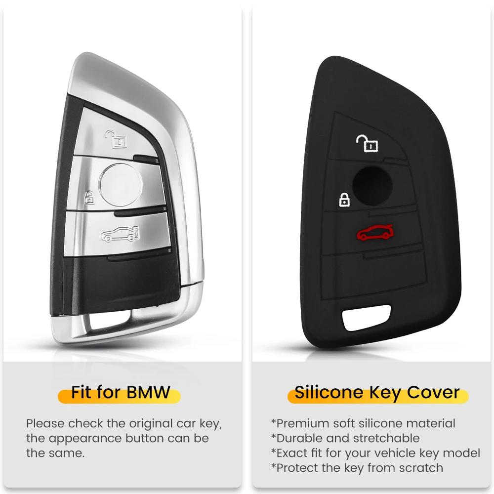 KEYYOU Silicone Key Case Cover For BMW 525li F15 F16 F48 F85 G30 G11 M 2018 X1 X3 X4 X5 X6 35i 50i Keyless Fob Shell Protector