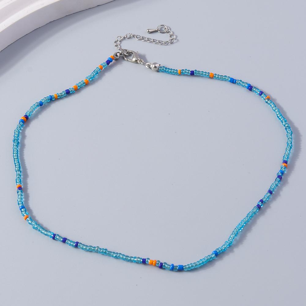 Fashion Candy Color Beaded Necklace Colorful Beads Boho Choker Necklace for Women Girls Holiday Jewelry Gifts