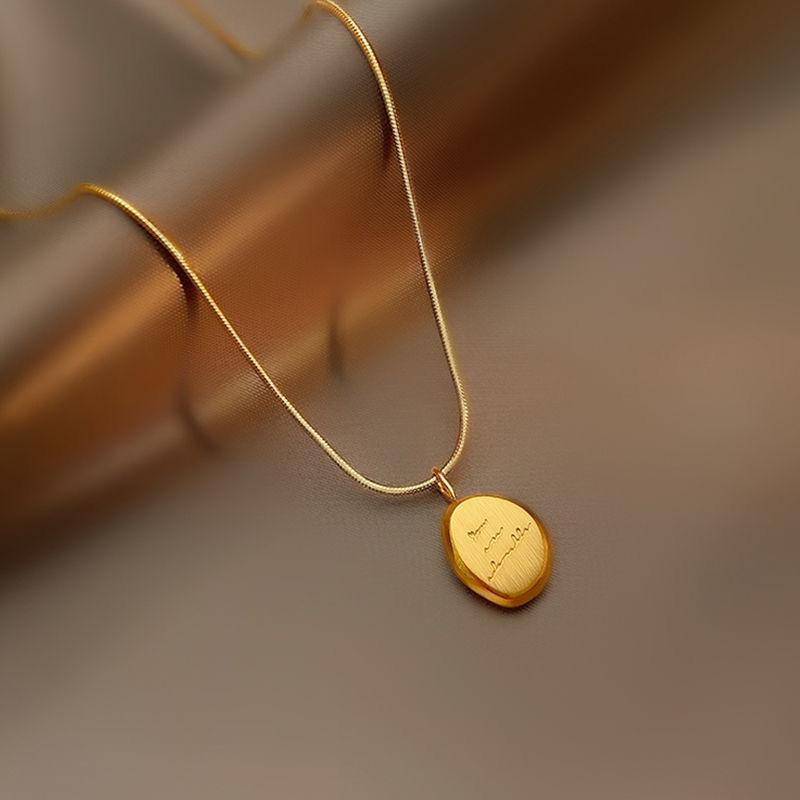 2024 New Irregular English Letter Pendant Gold Color Stainless steel Necklace Fashion For Women's Indelible Accessories