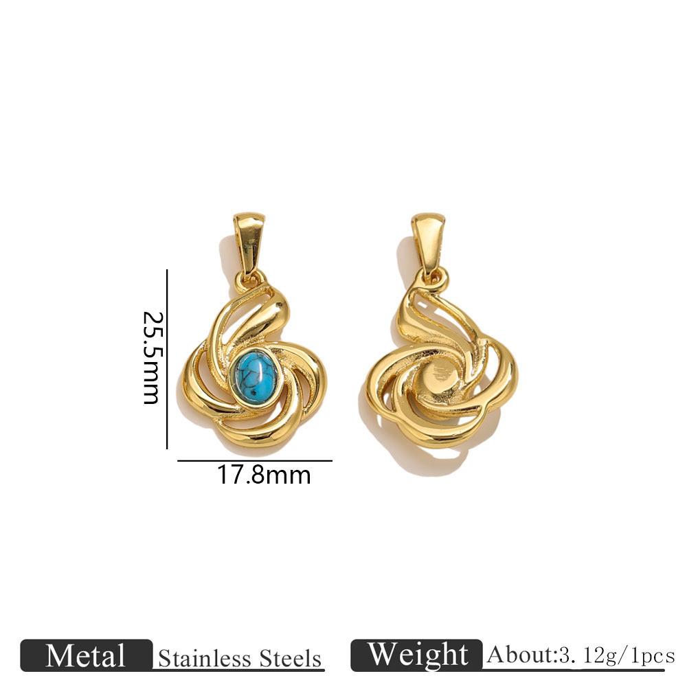 2Pcs DIY Stainless Steel Natural Stone Pendant for Necklace Earrings Pendant DIY Jewelry Making Accessories