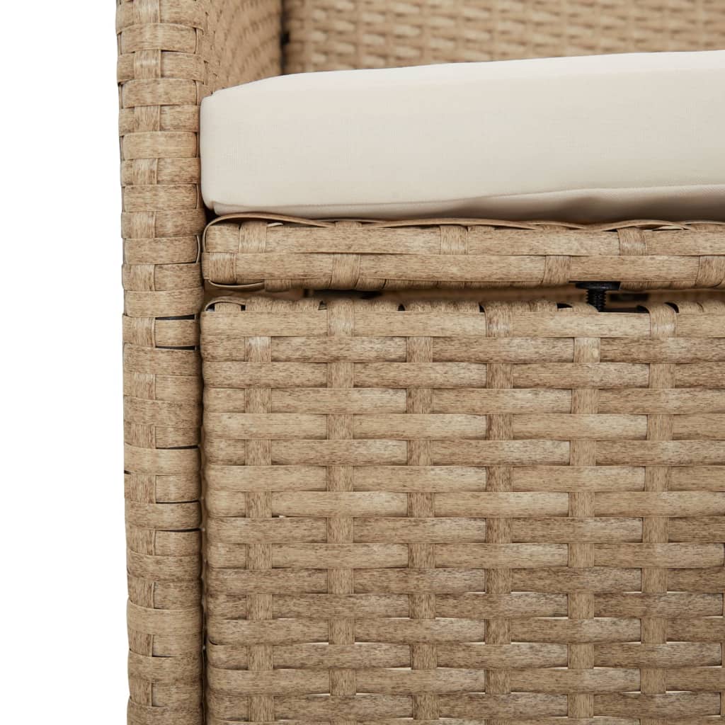 Vidaxl 5-Cz. Garden Furniture Set With Cushions, Beige, Poly Rattan