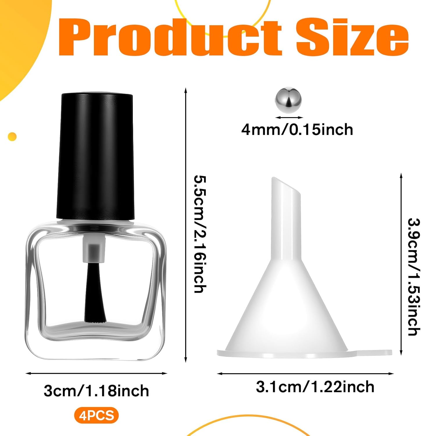 4Pcs Empty Nail Polish Bottles with Brush 5ML Small Glass Gel Polish Bottles Nail Refill Bottle Clear Nails Bottle with Brush Applicator for Liquid