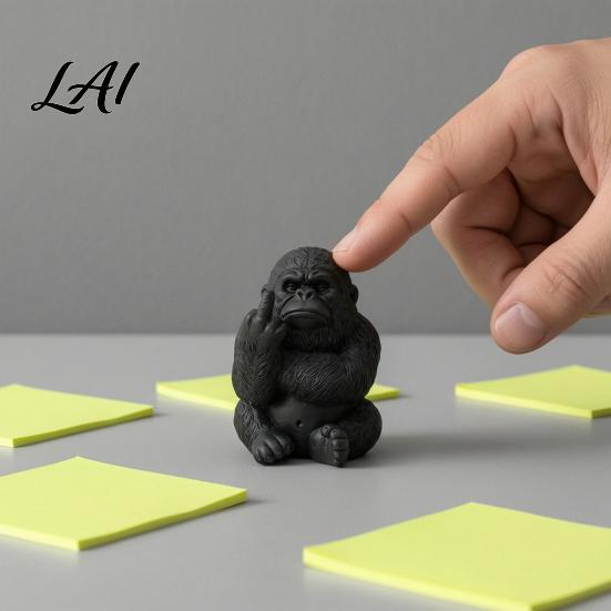 Trendiges Spoof-Geschenk für Freunde Lustige Mittelfinger-Gorilla-Statue Harz Sitzende Schimpansen-Figur Miniatur-Gestenfigur Tier-Skulptur