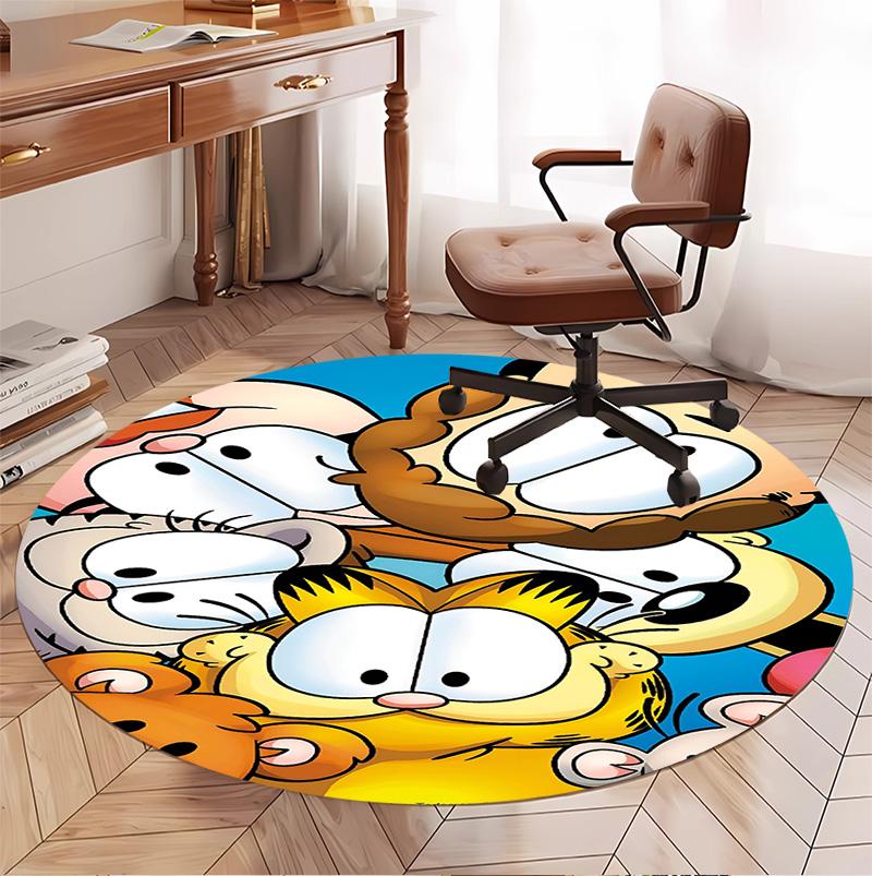 Garfield Pattern Round Rug, Indoor/Outdoor Mat, for Picnic, Gameroom, Bedroom, Office, Living Room, Home Decor Carpet, Birthday Gift