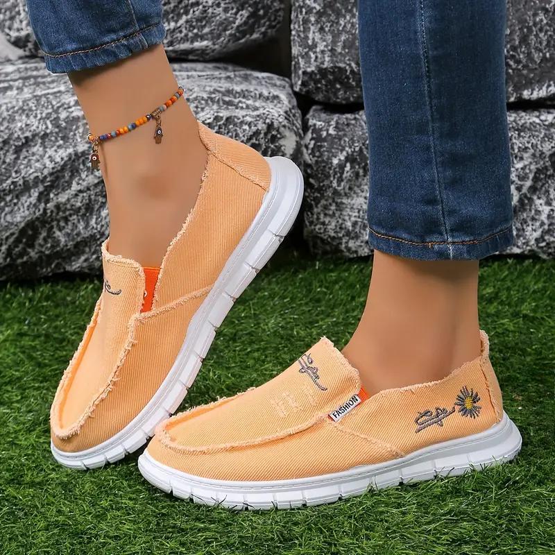 Womens Canvas Shoes Casual Shoes Embroidered Shoes Walking Shoes Cloth Shoes For Spring And Summer