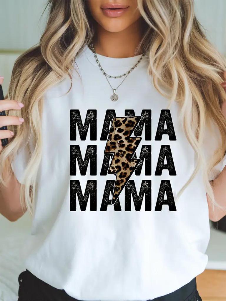 Women's Mother's Day Round Neck Short-Sleeve Top - European & American Style, Free Shipping