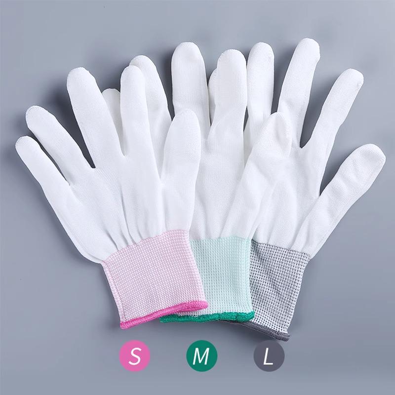 36 Pairs Thin White Nylon PU Coated Anti-Static Gloves - Durable, Dust-Free Labor Protection