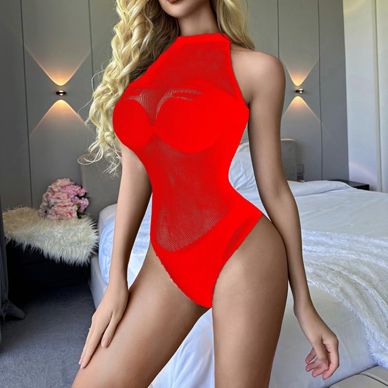 Sexy Lingerie Women Mesh See Through Tight Bodysuit Bikini Net Clothes Hollow Transparent Swimsuit Temptation Exotic Costumes