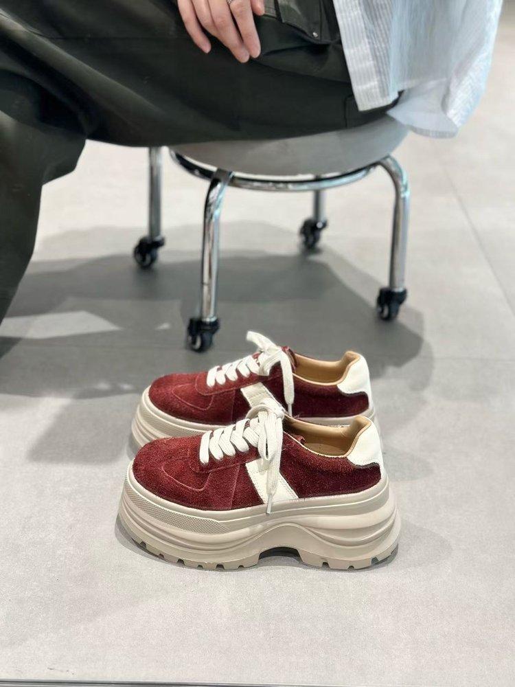 2025 autumn new small 8cm thick-soled fashion women's casual moral training matte leather versatile muffin shoes tide