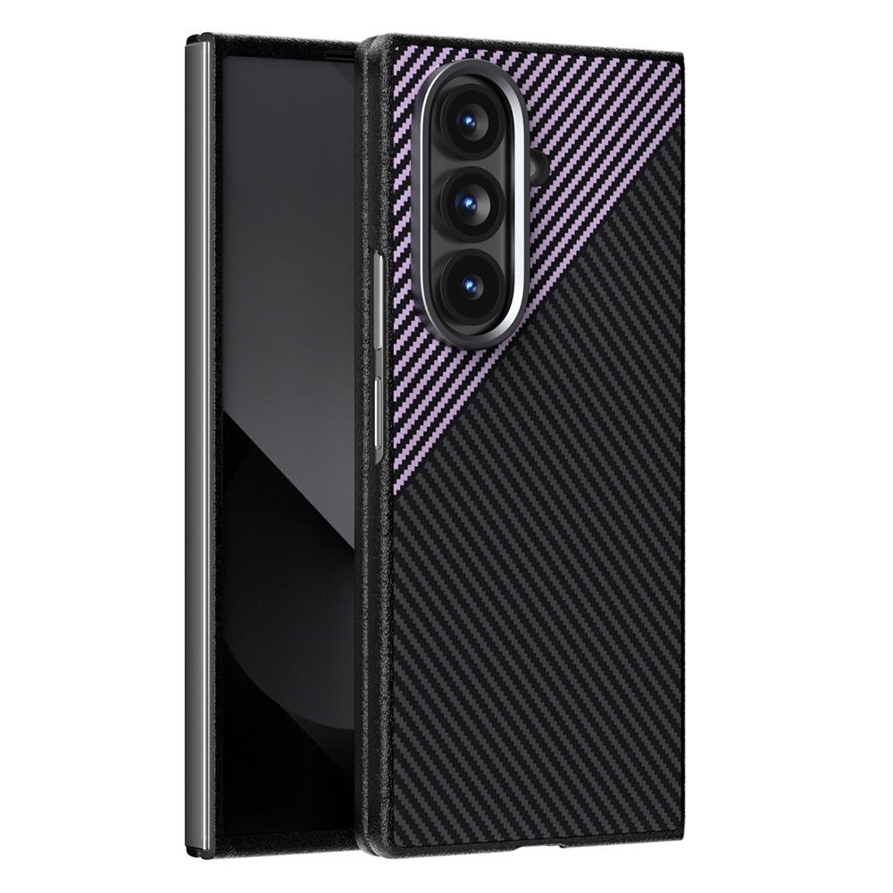 ABEEL For Samsung Galaxy Z Fold7 5G Magnetic Case Carbon Fiber Texture TPU PC PU Phone Back Cover
