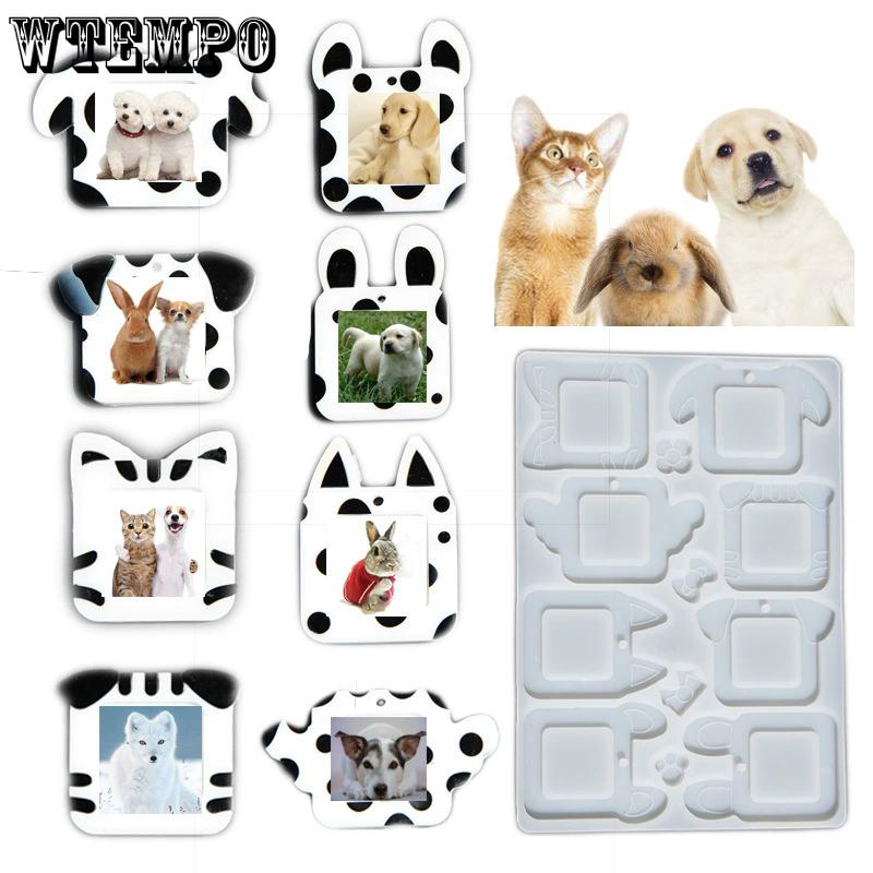 WTEMPO DIY Resin Animal Ears Shaped Design Mold Puppy Kitten Cute Pet Photo Frame Pendants Making Mold Silicone Mold for Pet Lover and Pet Adopters
