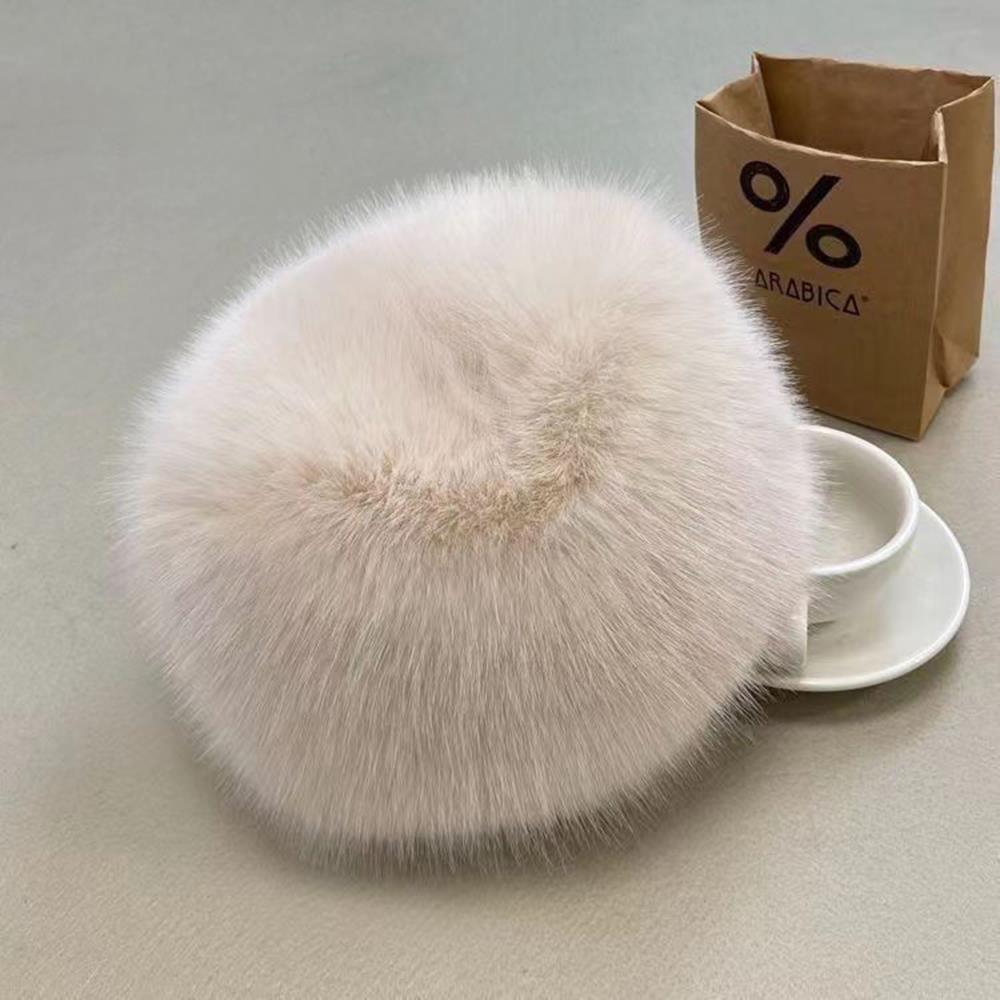 Fur Hat Women Warm Snow Ski Cap Female Fluffy Faux Fur Bucket Hat Thick Winter Outdoor Earwarmer Windproof Ear Protect Caps