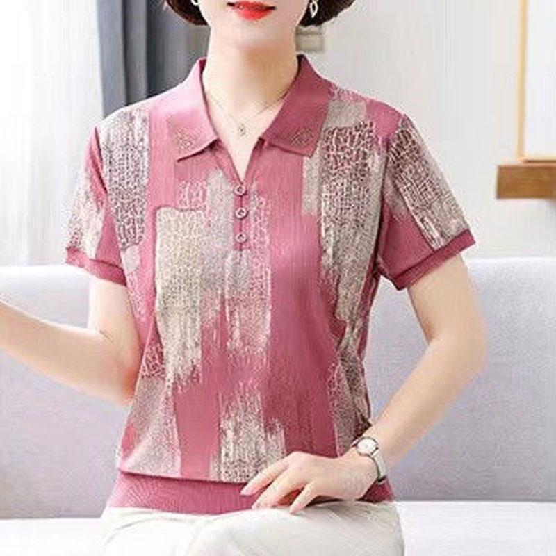 Stylish Printed Shirt Summer New Loose Short Sleeve Casual Turn-down Collar Chic Button Female Clothing Commute All-match Blouse
