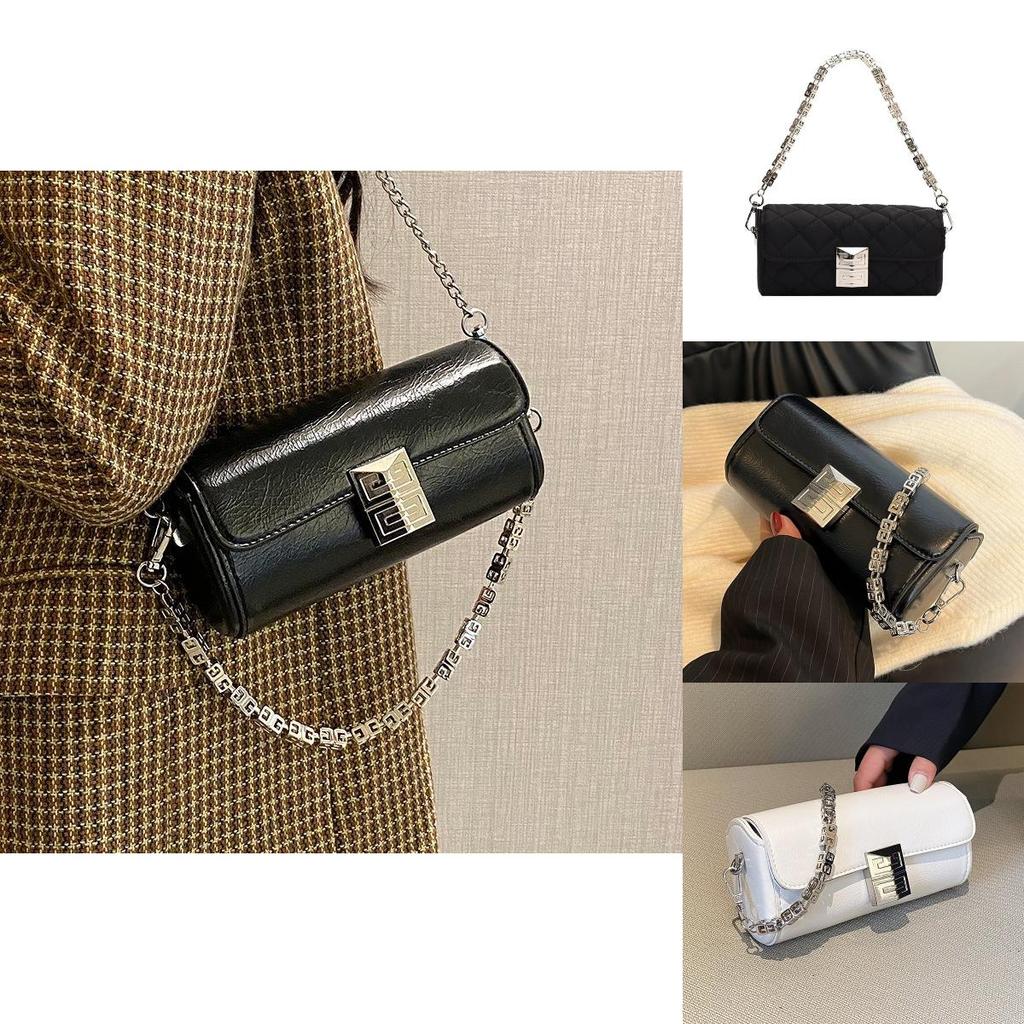 Chic White Chain Shoulder Bag For Women Stylish Versatile Soft Fabric Design