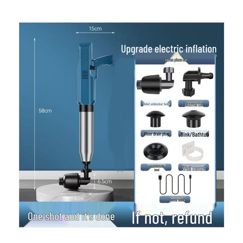 High-Pressure Air Drain Unclogger for Toilets and Floor Drains