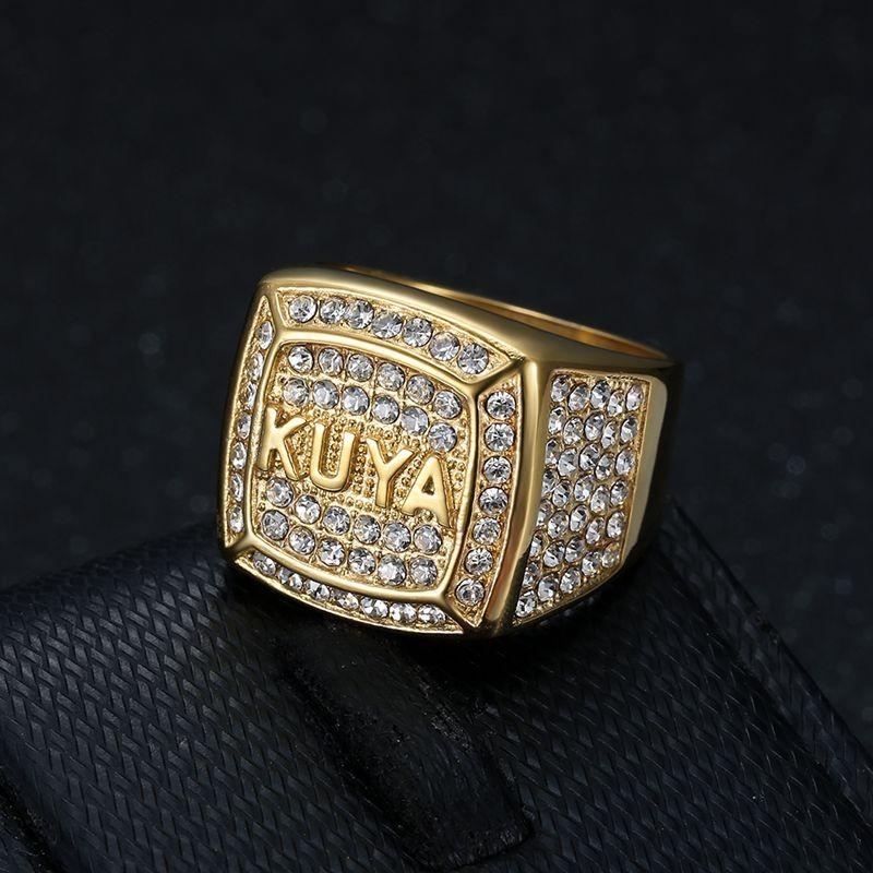 Modische Hip-Hop-Ringe für Männer, Titanstahl, vakuumvergoldet mit Diamanten, Street-Punk-Fingerring, Silber, dominanter Rapper-Schmuck