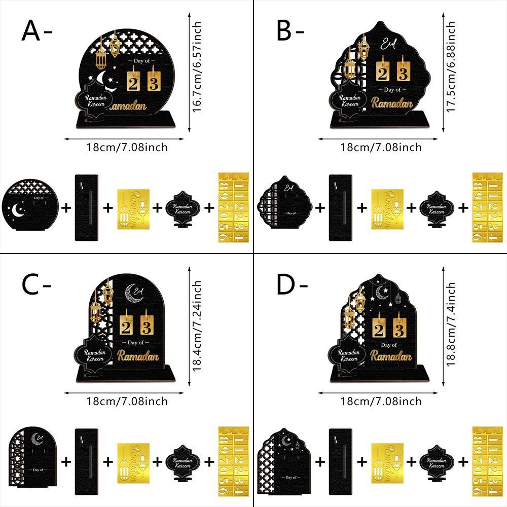 Creative Black Gold Ramadan Countdown Calendar with Wooden Base DIY Advent Calendar Replacement Acrylic Islamic Decoration Gift