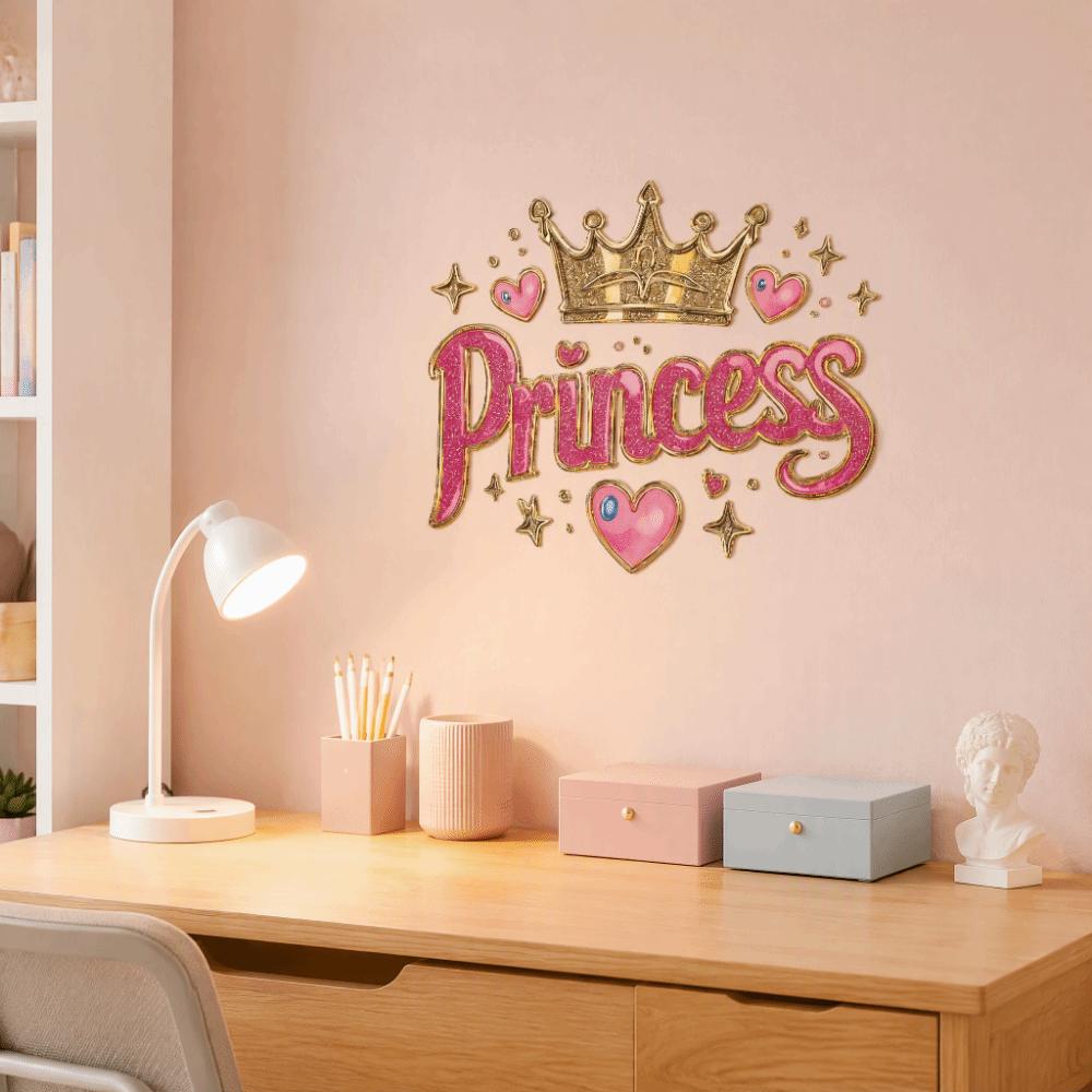 Cartoon Crown Princess Wall Decals Self Adhesive Wall Decorative Stickers  Girls Bedroom