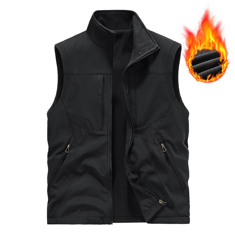 Men's Double-Sided Waterproof Windproof Fishing Vest with Velvet Lining