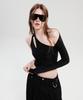 Holy Number Seven Asymmetrical One-Shoulder Shirred Long-Sleeve T-Shirt