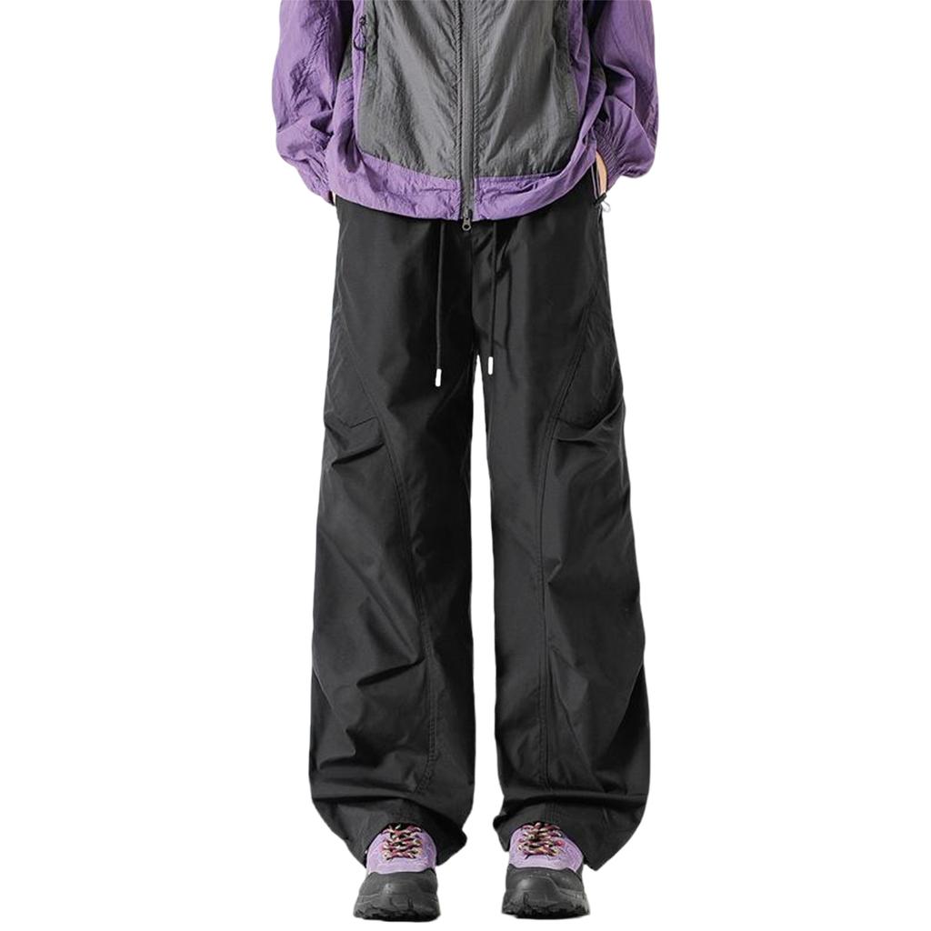 Flat Pocket Parachute Pants For Men Casual Baggy Cargo Pants Unisex Street Pants Drawstring Trouser
