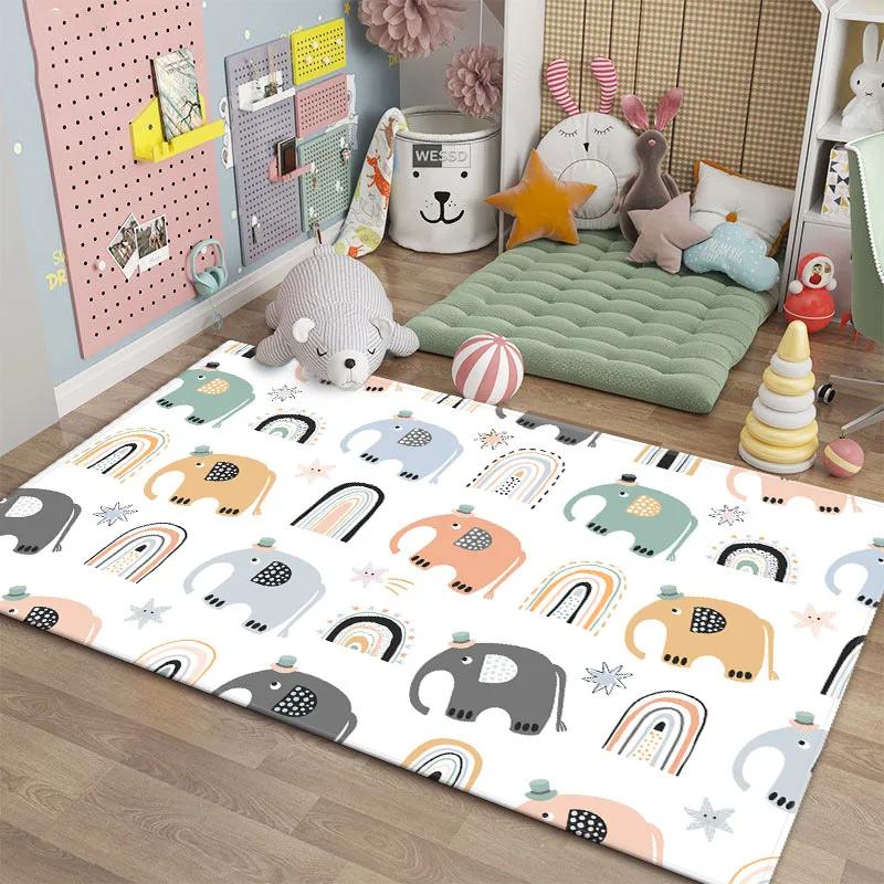 Cartoon Rugs for Bedroom Kids Cute Animal Carpet Modern Style Baby Mat Soft Children's Room Rug Non-slip Nordic Style Decoration