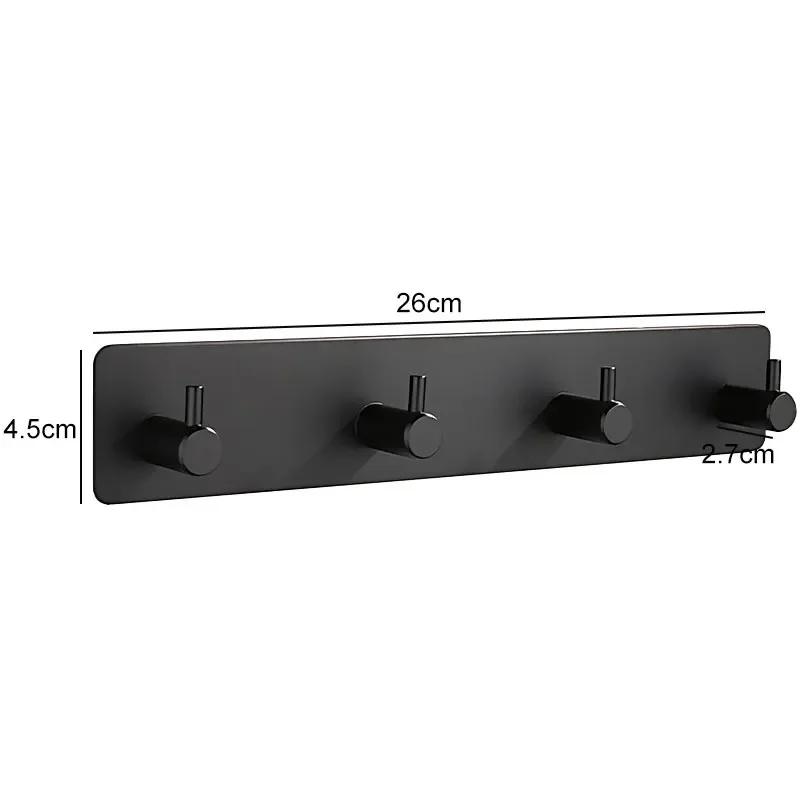 Self Adhesive Door Hook Key Holder Towel and Robe Holder Stainless Steel Kitchen Hardware Hook Bathroom Supplies Storage Hook
