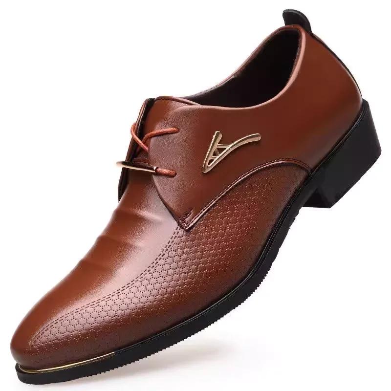 FashionPointed Toe Brown Dress Shoes Man Black Social Shoe for Men Italian Cheap Clearance Legitimate Leather 39 High Quality Fashion