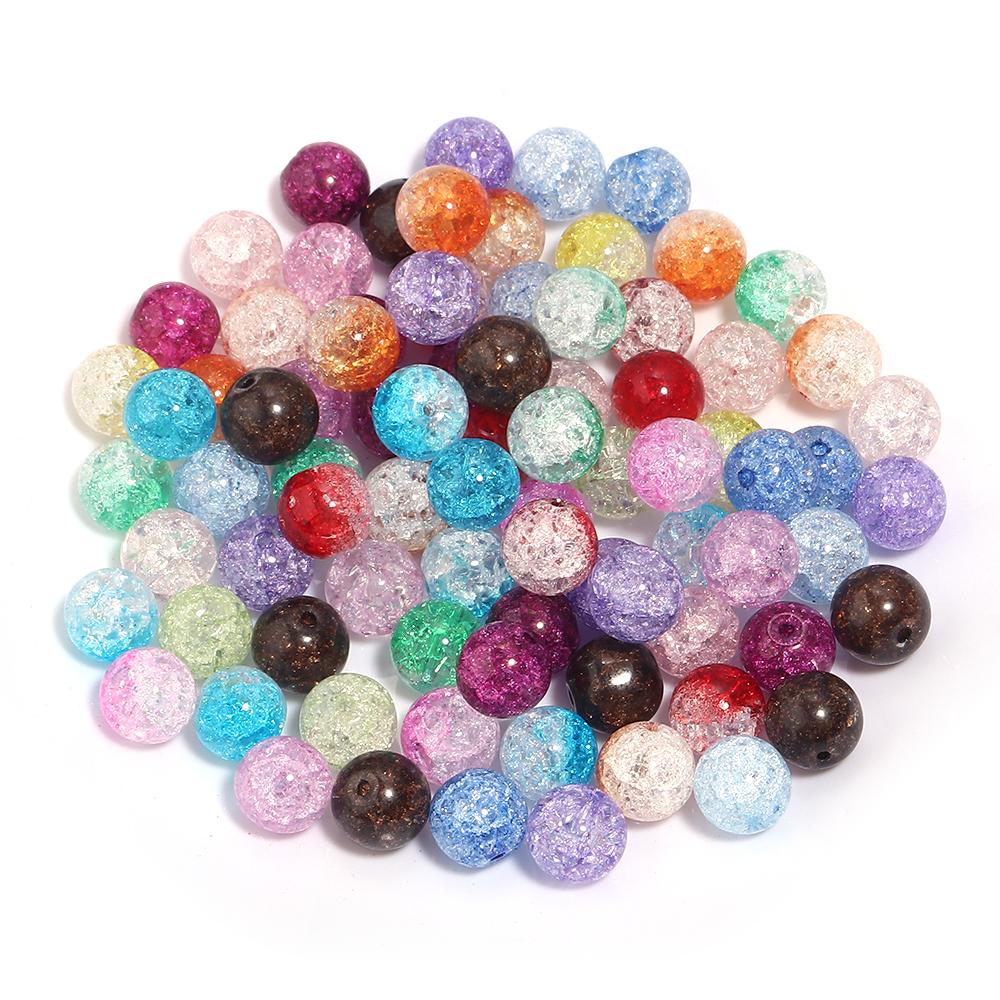 40-80pcs 6/8/10mm Crackle Crystal Beads Colorful Glass Round Loose Spacer Bead For Jewelry Making DIY Necklace Bracelet Supplies