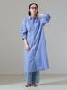 Beams Shirt Blue One Size Demi-Luxe Women's Back-Open Dress, Stripe,