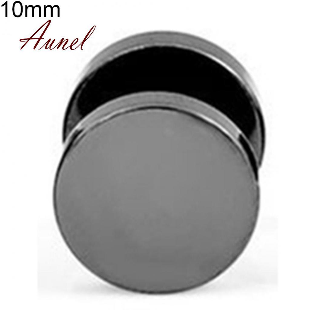Punk Round Black Stainless Steel Ear Stud Piercing Earrings 3mm - 14mm