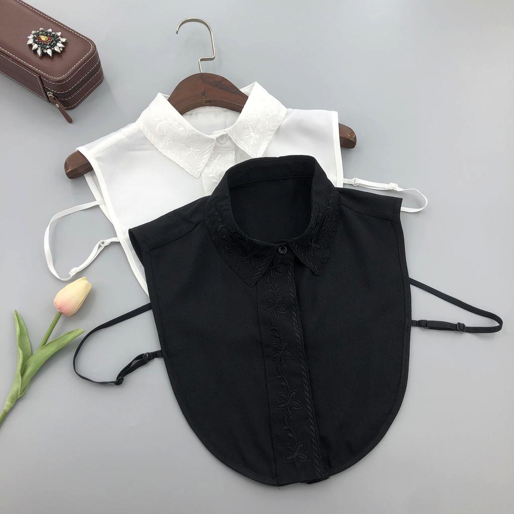 New Floral Embroidered Fake Collar for Sweater Autumn Versatile Neckwear Decoration Half Shirt Detachable Fake Collar