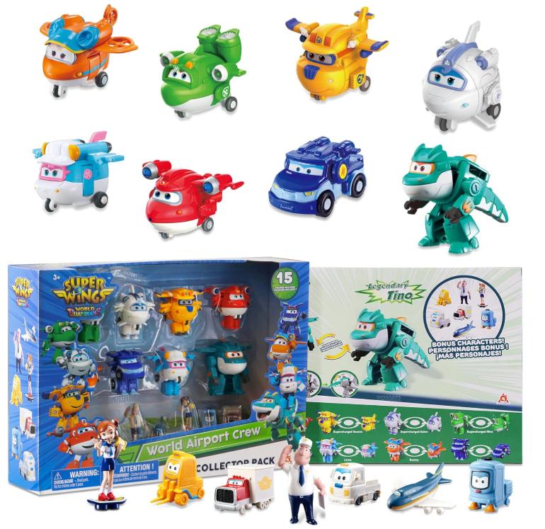 Super Wings 14-Pack Transforming Toys 2 Inch Airplane Collector Character with Dinosaur Mini Action Figure Kids Gift