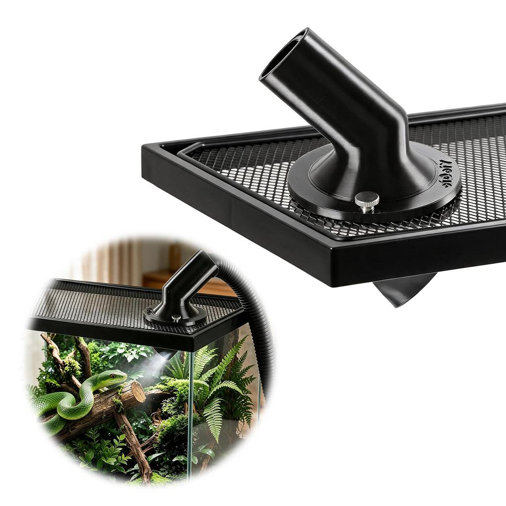 No-Drill Reptile Fogger Mesh Adapter 360° Swivel Nozzle Dual Thumb Screws for Terrarium Enclosure Humidifier 0.8-1.2in