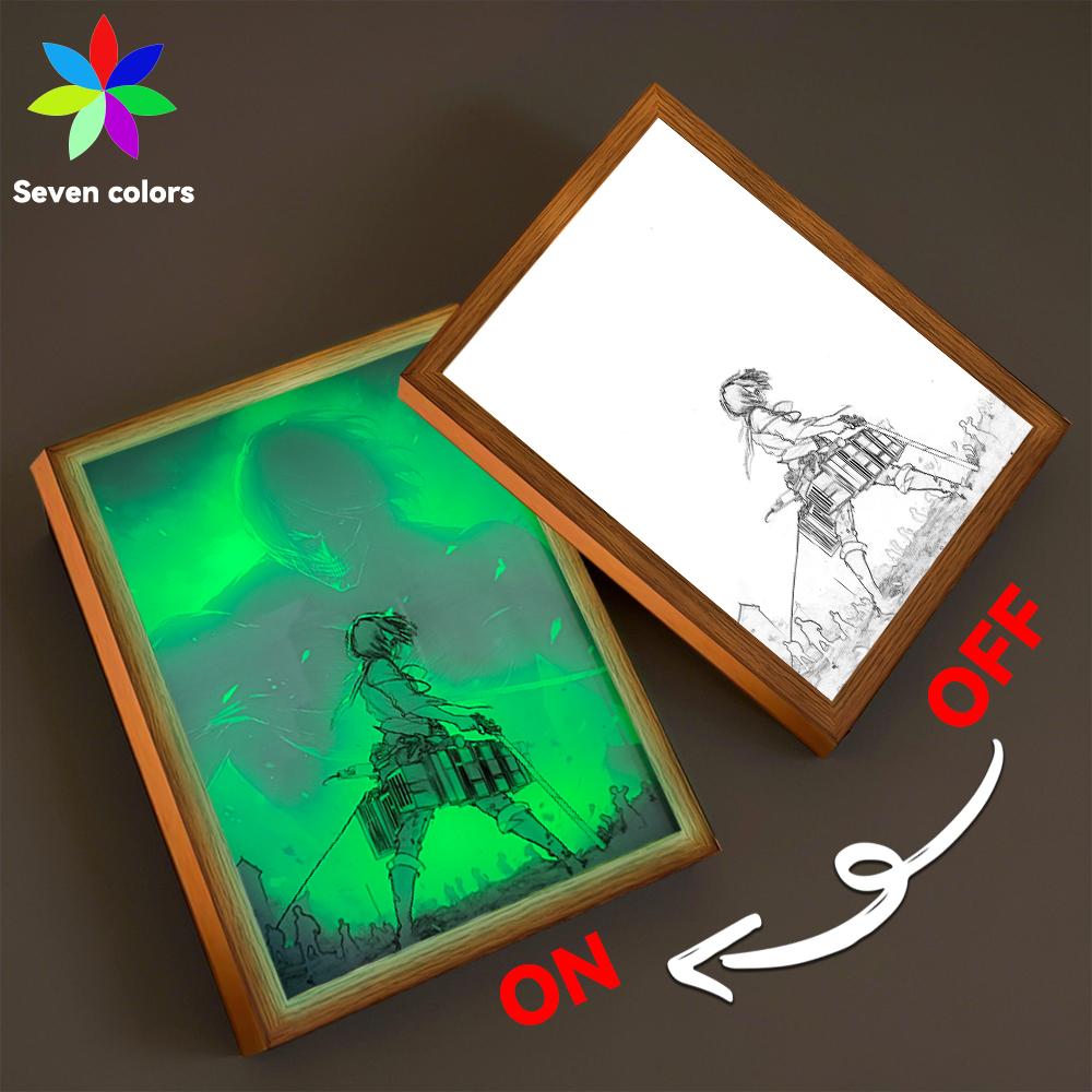 Anime Attack on Titan 7-Farben Lichtmalerei LED-Lampe Innenraum Wanddeko Zuhause Dekorative Malerei Geschenke für Freunde Mondlampe