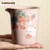 230ml Handmade Pink Ru Kiln Tea Pitcher Retro Strawberry Rabbit Tea-separating Cha Hai Household Justice Cup for Tea Supplies