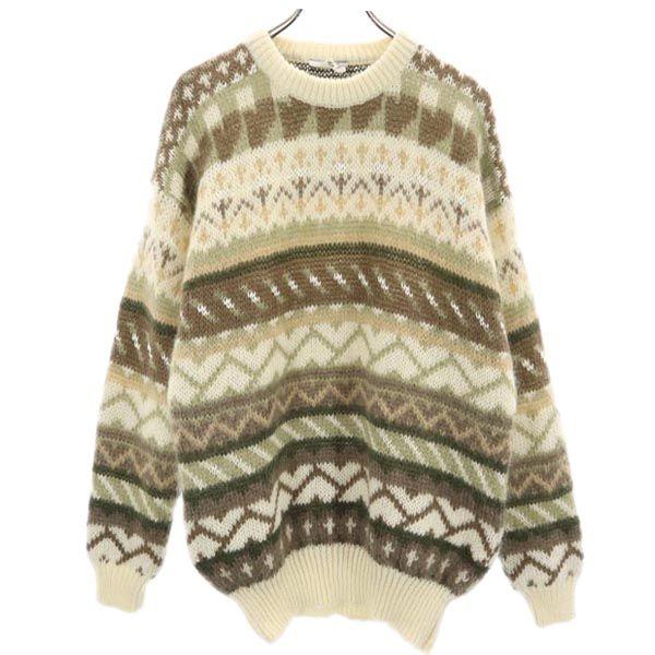 Mohair Blend Long sleeve knit Brown sweater Men's Used