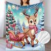 1pc Soft and Comfortable Christmas Reindeer Pattern Flannel Throw Blanket, Air-conditioning Blanket, Flannel Blanket for Dormito