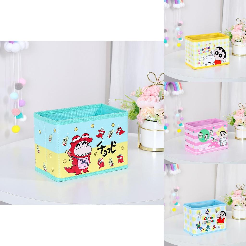 Cute Pajamas Crayon Shin Chan Shiro Striped Pattern Foldable Desktop Storage Box For Desk And Makeup Supplies