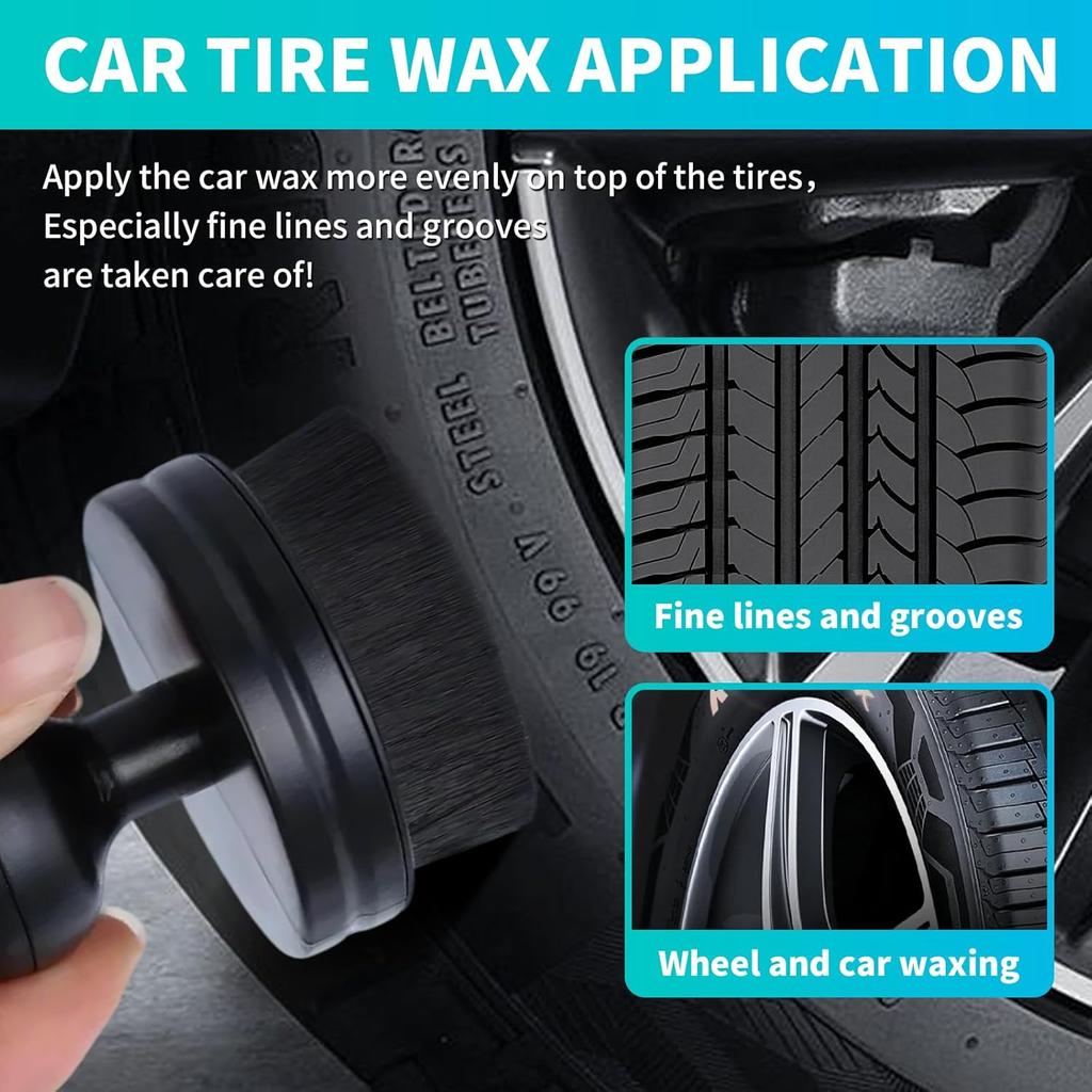 IPELY Tire Shine Brush, Tire Dressing Brush With Storage Base, High Density Bristles Tire Shine Applicator Brush For Auto Detailing