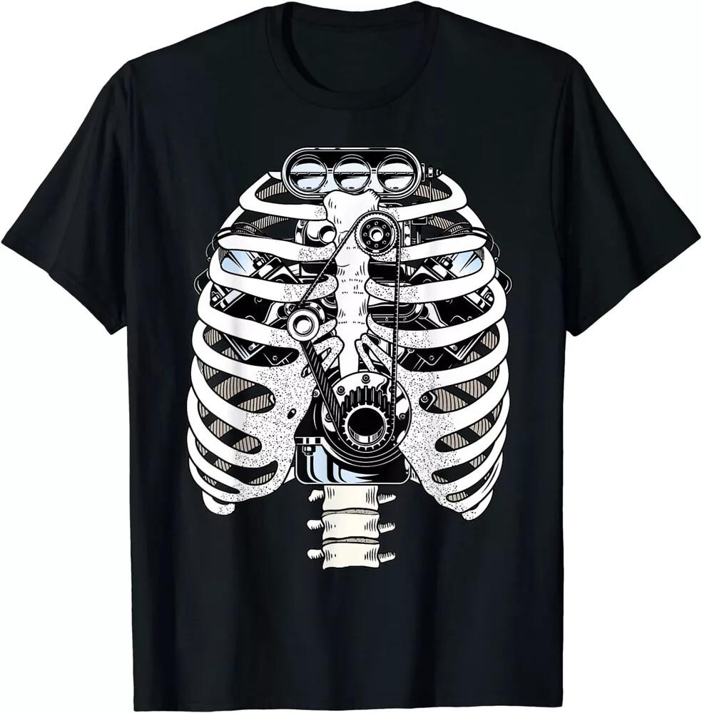 Engine Rib Cage Skeleton Mechanic Funny Car T-shirt
