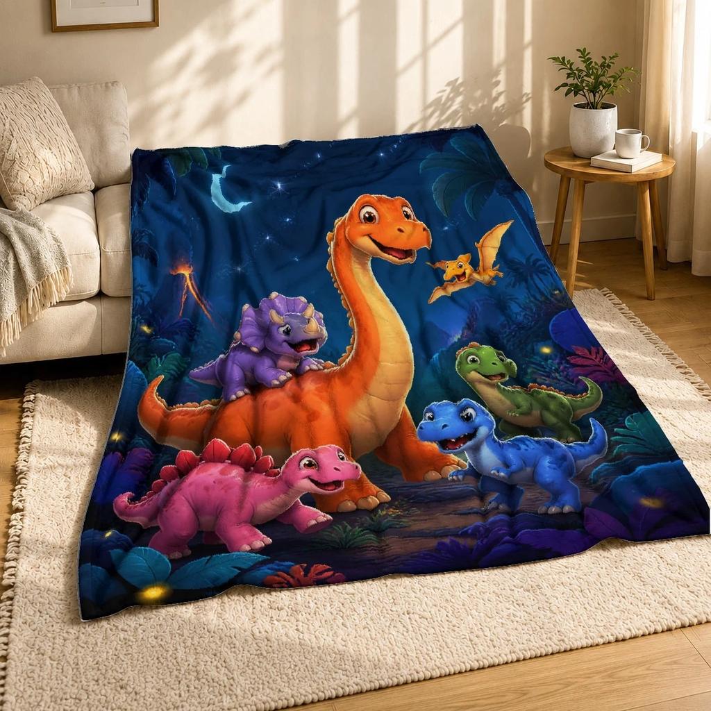 Dinosaur Night Jungle Coral Fleece Blanket Kids Adventure Decor