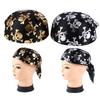Hot Girls Skull Print Bandana Pirate Kerchief with Lovely Skull Print Turban Halloween Head Wrap Lovely Hair Kerchief