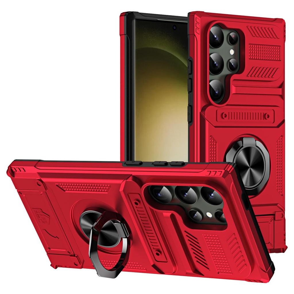 Samsung S26 Ultra Card Slot Phone Case with Magnetic Ring Holder and Anti-Fall Protection